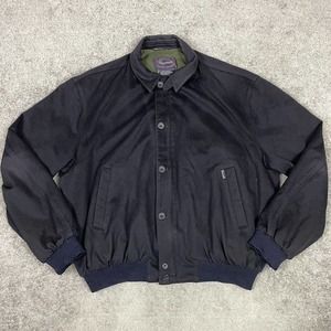 VINTAGE Faconnable Bomber Jacket Mens Large Navy Albert Goldberg Full Zip Wool